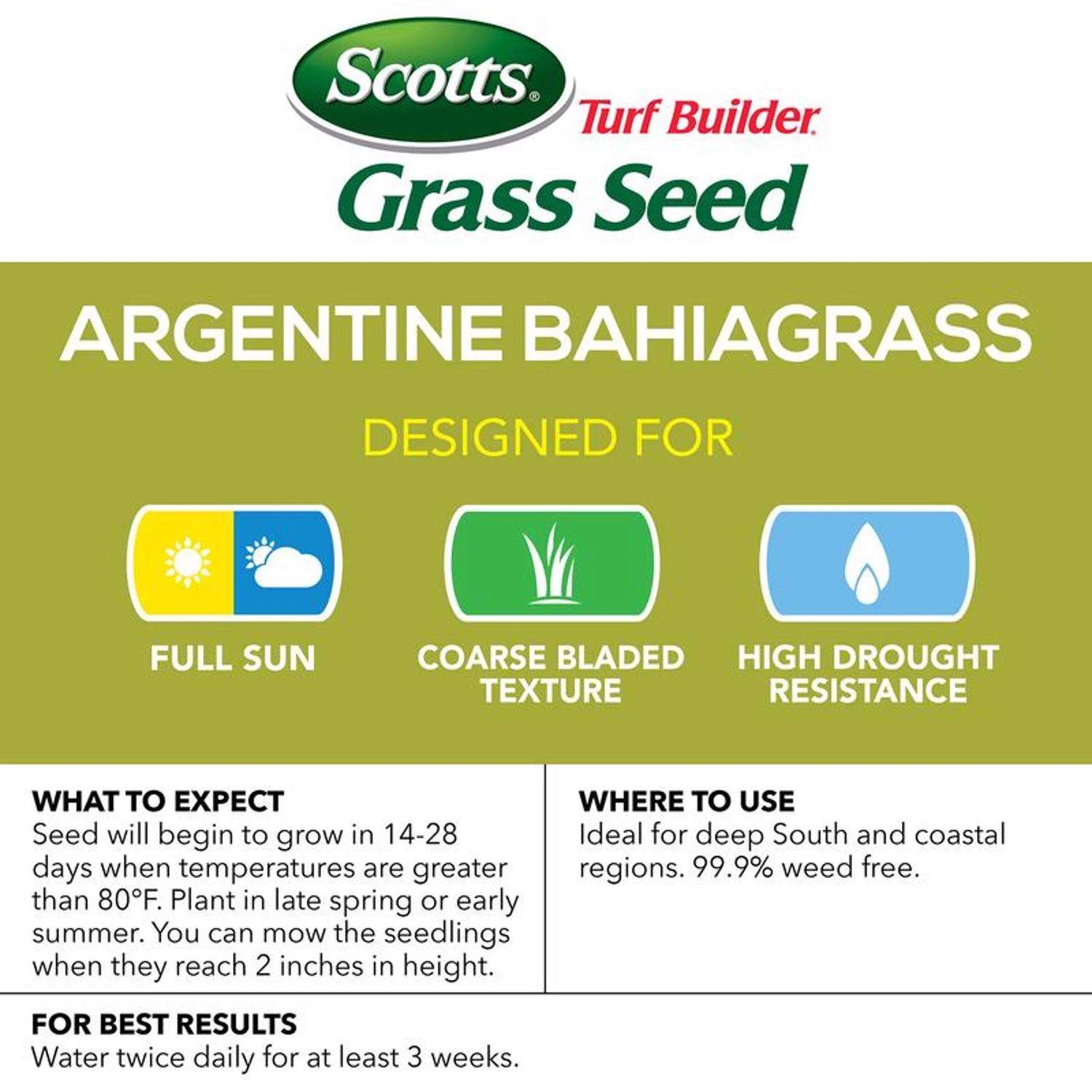 Scotts Turf Builder Argentine Bahiagrass Sun Or Shade Grass Seed 5 Lb 5 Scotts Turf Builder Argentine Bahiagrass Sun Or Shade Grass Seed 5 Lb - Image 5