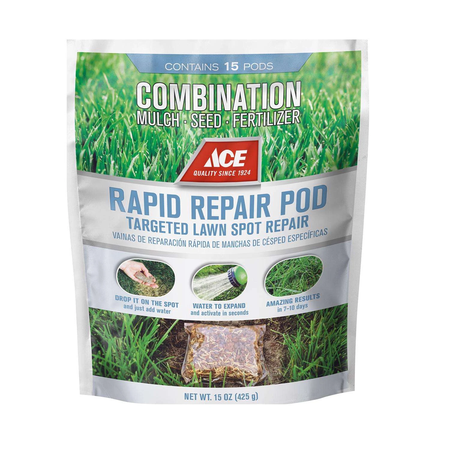 Ace Rapid Repair Pod Tall Fescue Grass Sun Or Shade Fertilizer/Mulch/Seed 15 Oz 1 Ace Rapid Repair Pod Tall Fescue Grass Sun Or Shade Fertilizer/Mulch/Seed 15 Oz